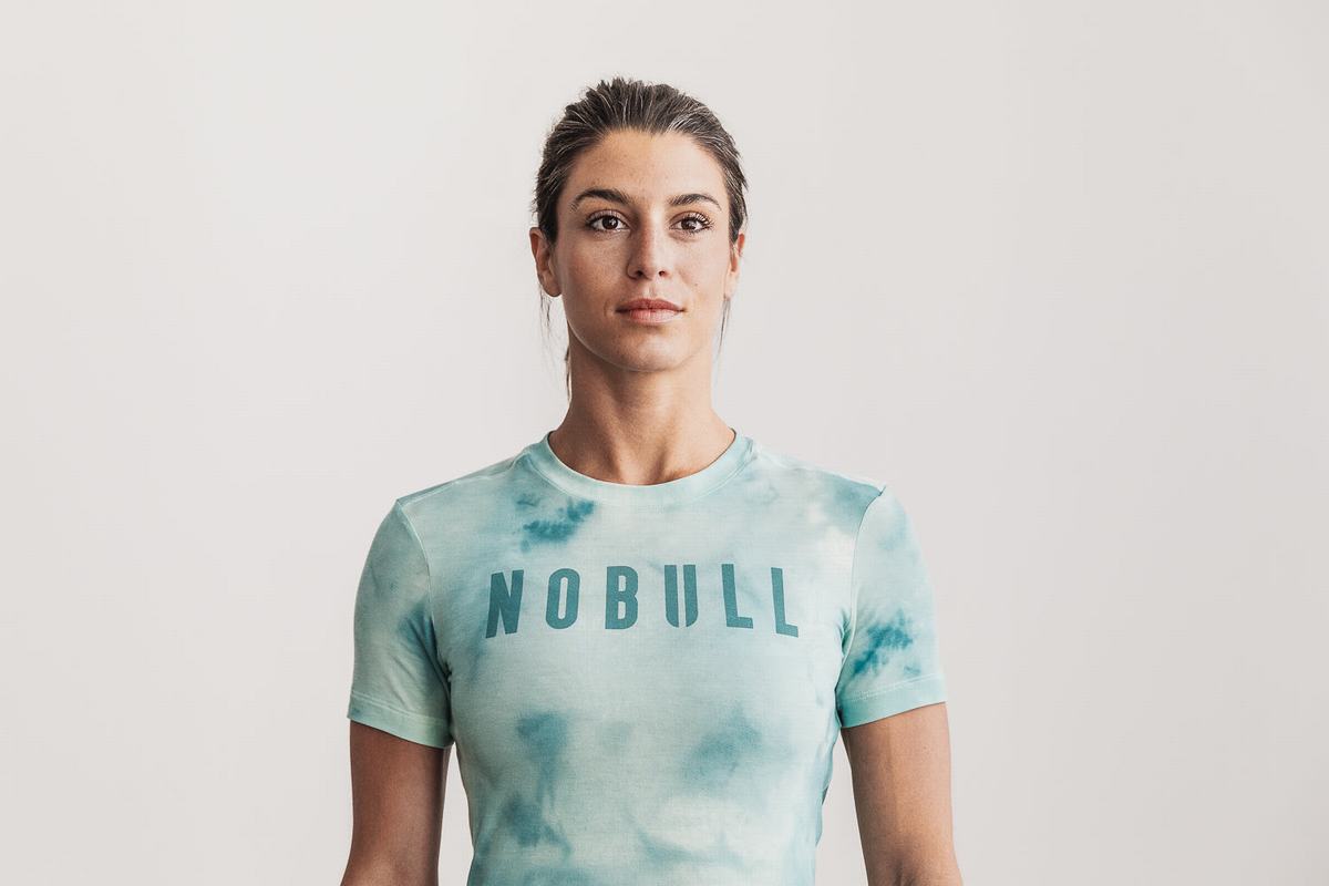 Nobull Tie-Dye Women\'s T Shirts Light Turquoise | Australia (QU8102)